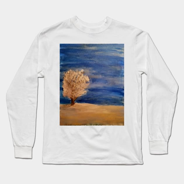 A lonely tree in the desert Long Sleeve T-Shirt by kkartwork